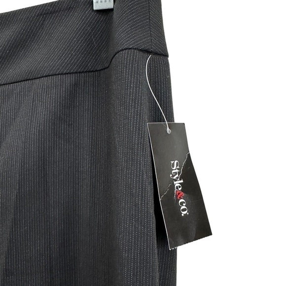 Style & Co. Black Mini Pinstripe Wide Leg Trousers, NWT, size 8 - Picture 3 of 8